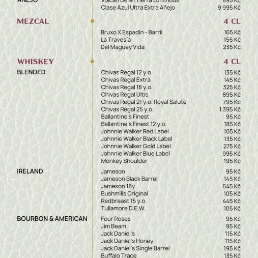 Tequila, mezcal, whiskey