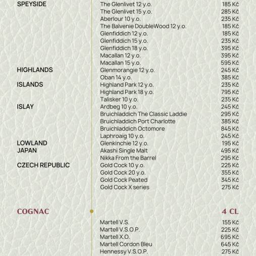 Whiskey, cognac